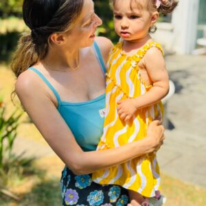 Noha Shahin with her daughter in the garden at Heruka Kadampa Meditation Centre