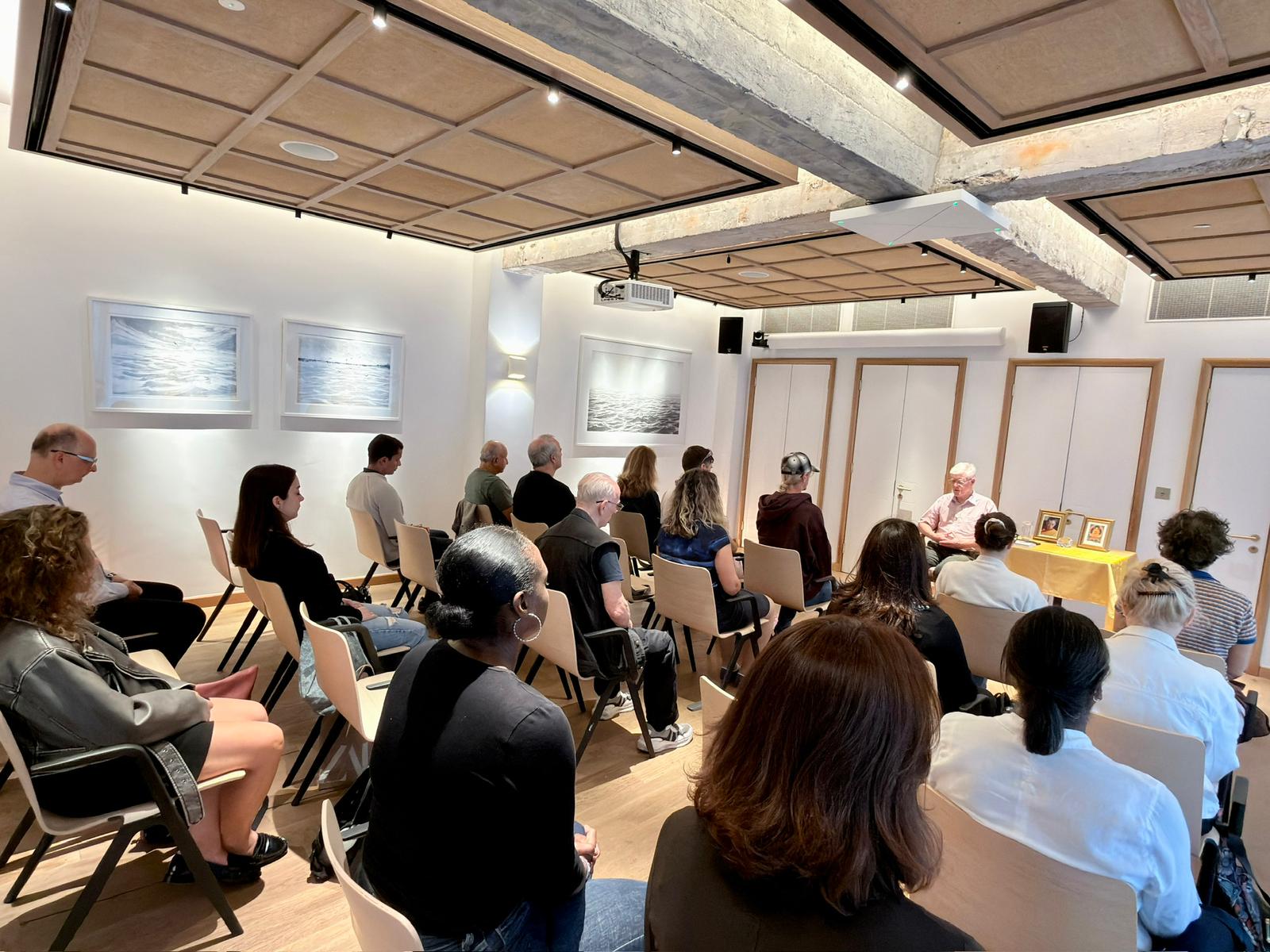 A full room of students at the Tuesday meditation class in Piccadilly, central London